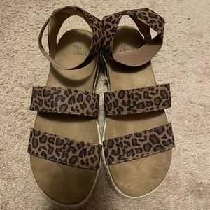 Leopard print platform sandals